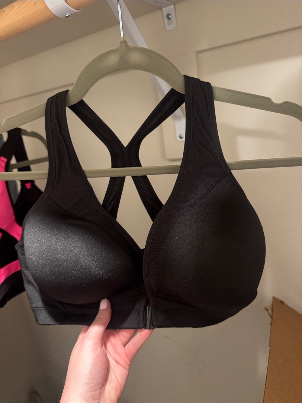 Front-Zip High-Support Sports Bra in Black